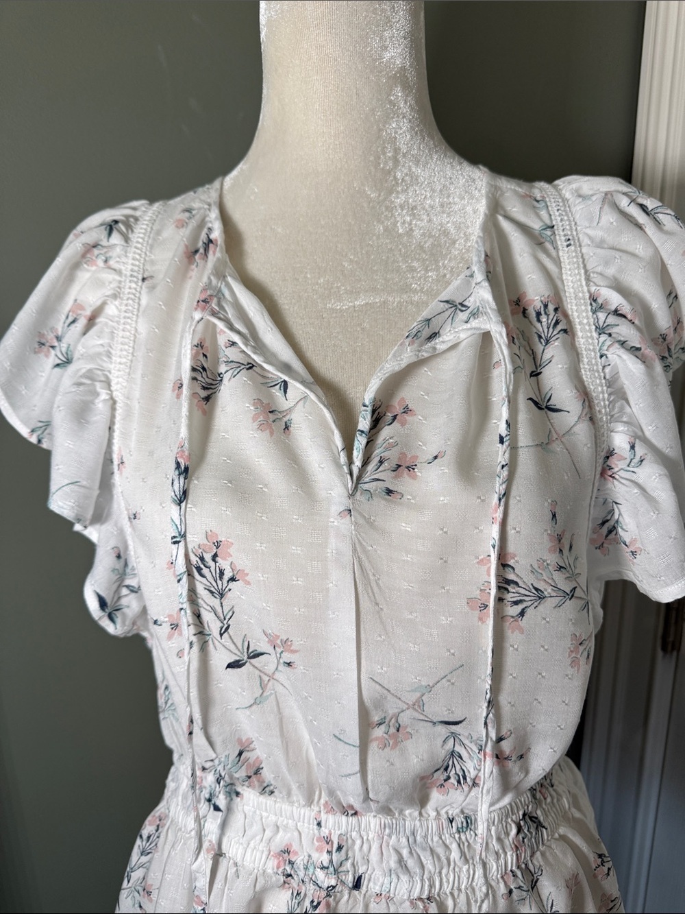 Lucky Brand Floral Peplum Top Flutter Sleeve Boho Cottagecore M - Picture 4 of 8